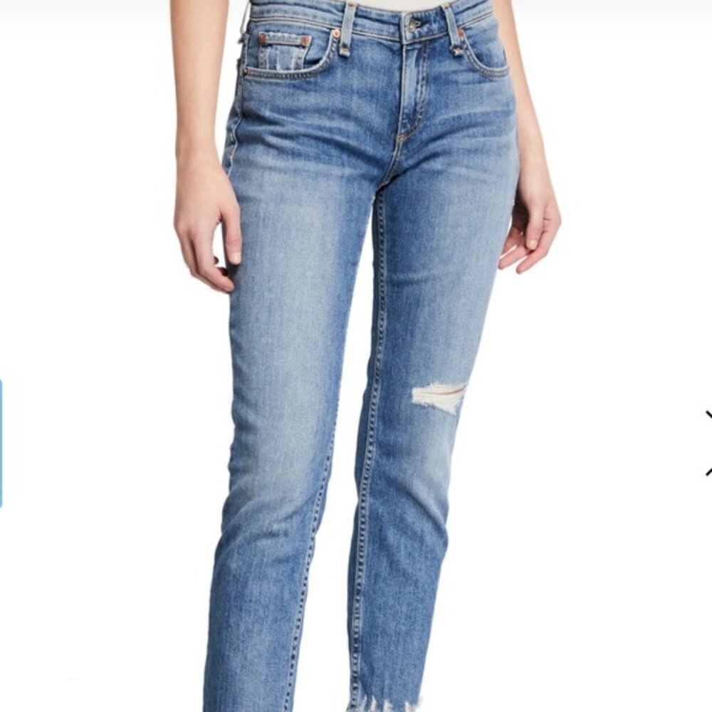 Rag & Bone Mid Rise Distressed Skinny Ankle Raw Hem Jean Size 29